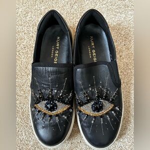 Kurt Geiger Black Embellished Eye Sneakers size 36.5